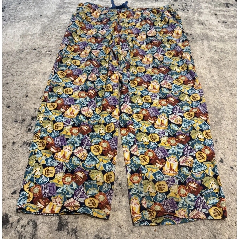 Disney Parks Ride Attractions Print Lounge Pajama Pants Size XL X-large Mens